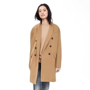 Banana Republic wool double-breasted camel top coat nwot
